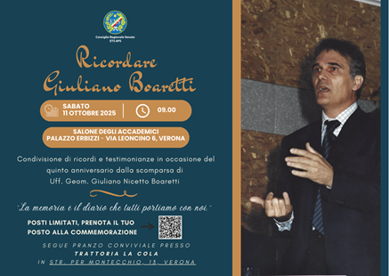 Ricordare NICETTO GIULIANO BOARETTI – sabato 11 ottobre 2025